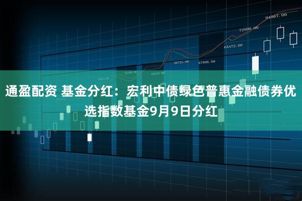 通盈配资 基金分红：宏利中债绿色普惠金融债券优选指数基金9月9日分红