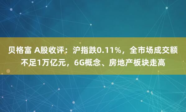 贝格富 A股收评:沪指跌0.11%,全市场成交额不足1万亿元,6G概念、房地产板块走高
