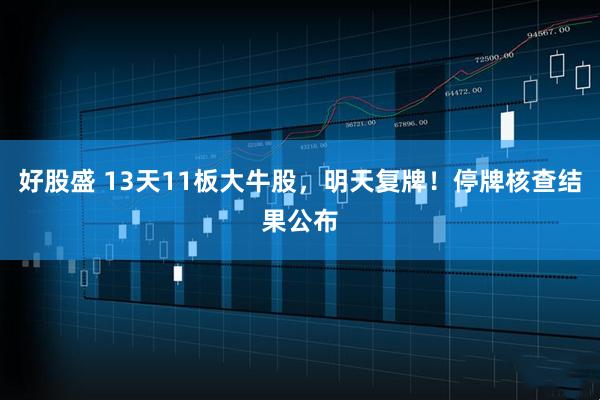 好股盛 13天11板大牛股,明天复牌!停牌核查结果公布